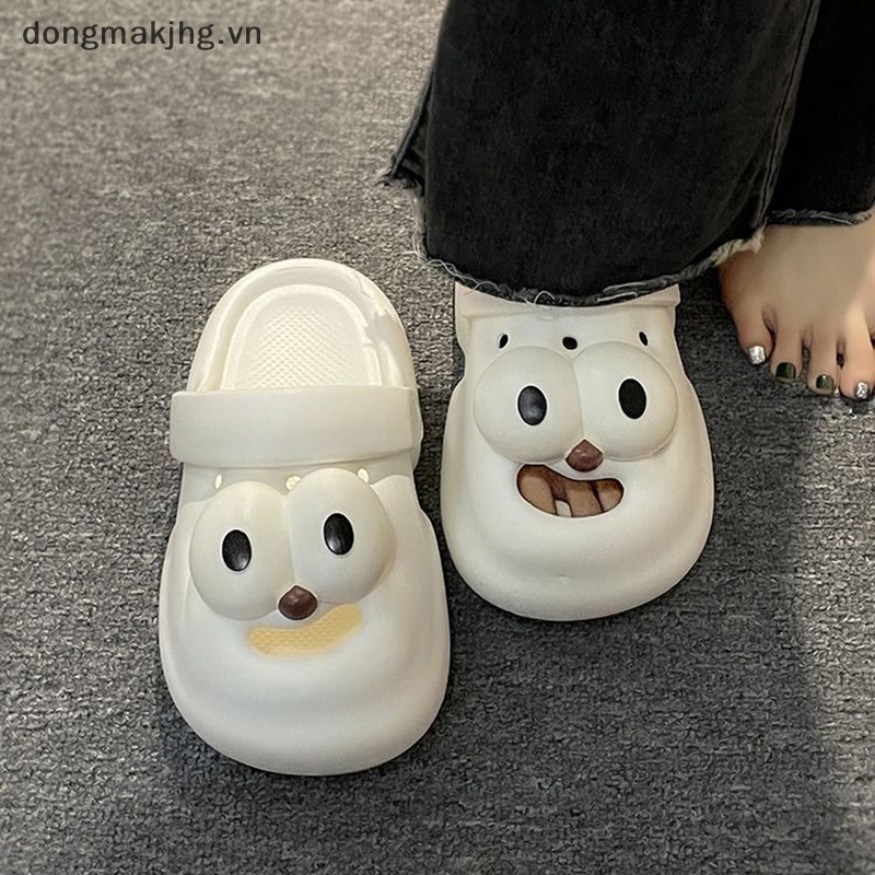 Dép Đế Bằng Chống Trượt Mũi Tròn Họa Tiết Hoạt Hình Dễ Thương Cho Nữ