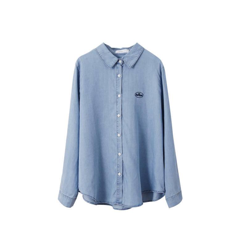 Áo Sơ Mi denim cotton Dáng Rộng Thêu Họa Tiết Thời Trang Cho Nữ