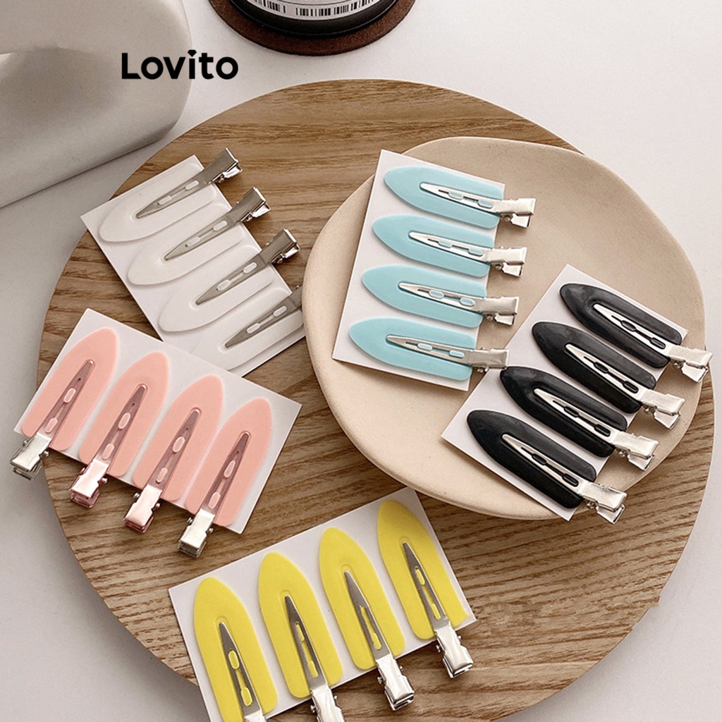 Kẹp tóc Lovito kim loại màu trơn thường ngày cho nữ L63AD096