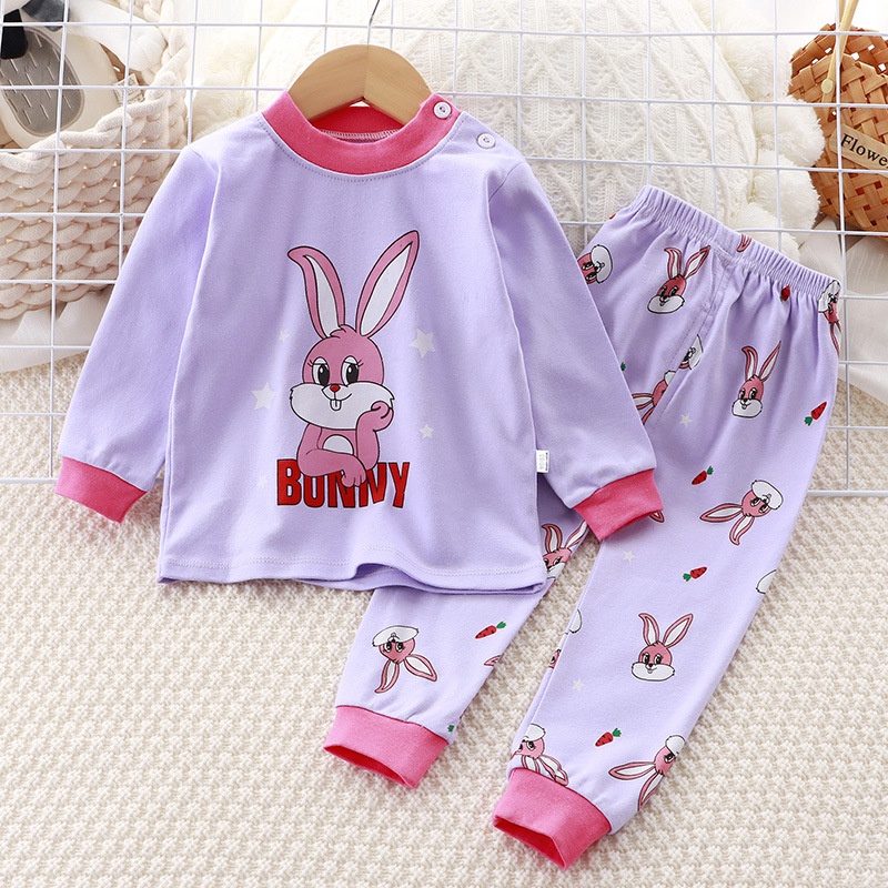 Bộ thu đông dài tay cho bé trai bé gái Bộ đồ ngủ dài tay cho bé 2-10 tuổi Size vải cotton quần áo mậc trong nhà