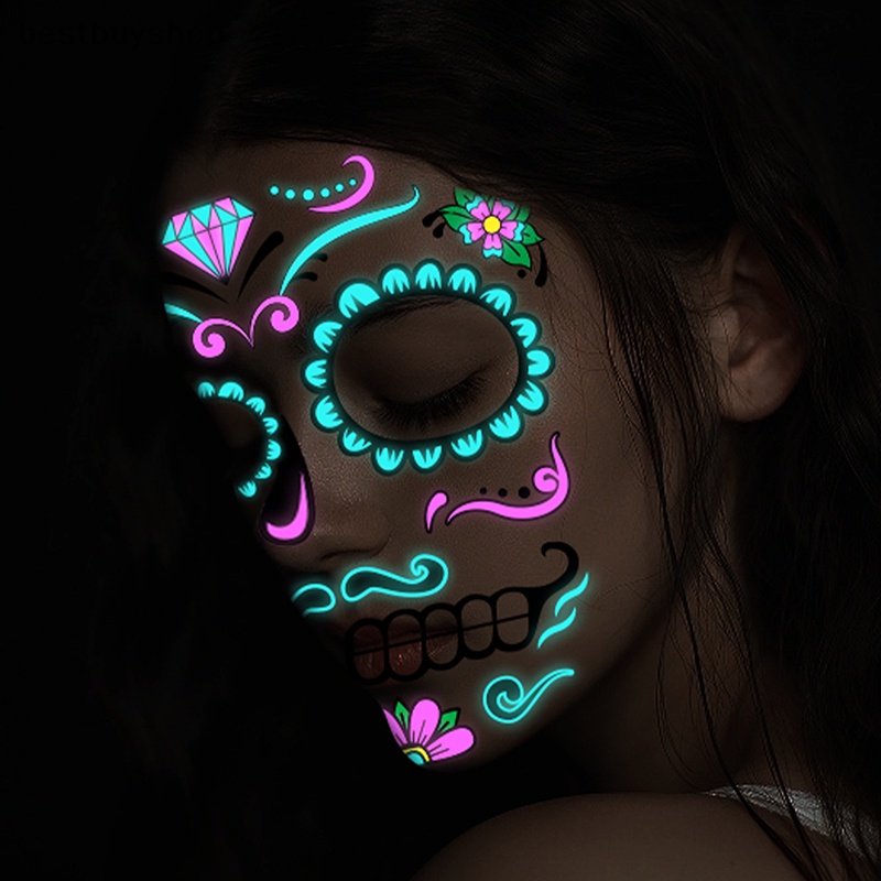 Hình Xăm Dán Họa Tiết Bộ Xương death Phong Cách halloween Độc Đáo Mới