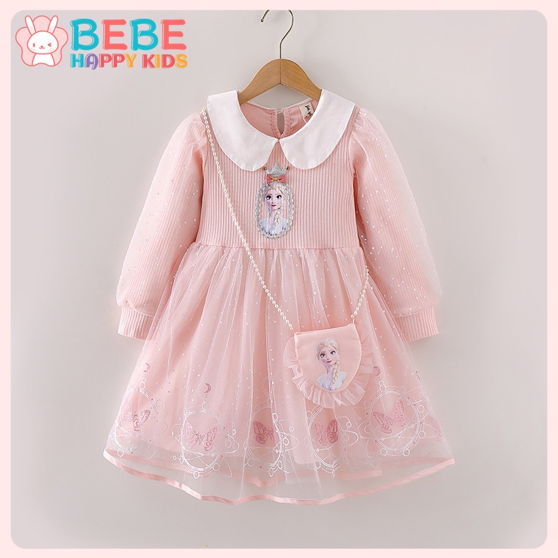 Đầm Công Chúa elsa Dễ Thương Thời Trang Thu Đông Cho Bé Gái 2-8 Tuổi