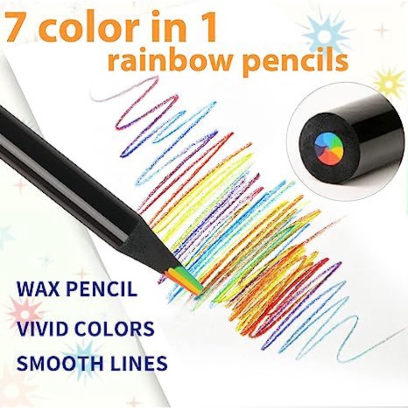 Đen Bút Chì / Bút Chì Ngòi Màu Cầu Vồng Nghệ Thuật diy 7 Màu Dành Cho Học Sinh / Trường Học