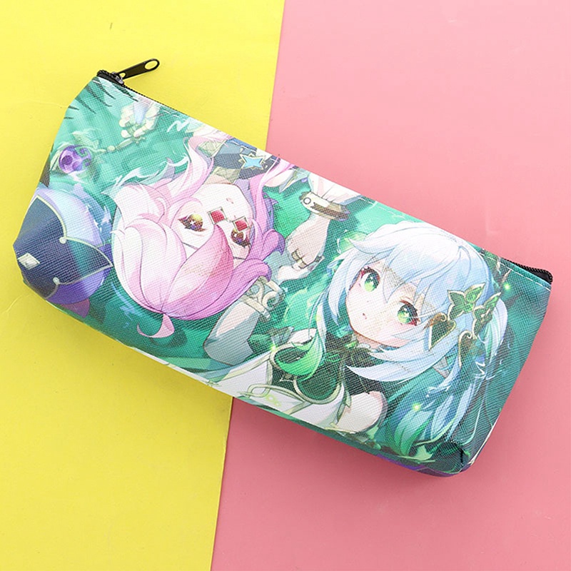 Túi Đựng Bút Bằng pu Sức Chứa Lớn Hình anime songping genshin Cho Học Sinh