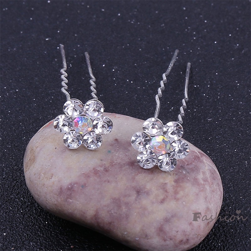 Trâm Cài Tóc Chữ u Hình Hoa Hồng Đính Pha Lê Phong Cách Hàn Quốc Đơn Giản Cho Cô Dâu