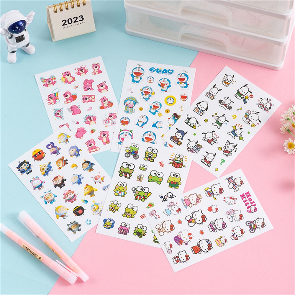 Ღ Hoạt Hình Dễ Thương Miếng Dán Cốc Nước Trong Suốt Chống Thấm Nước Miếng Dán Sanrio KT Cat Pacha Dog Handbook Sticker Trang Trí Tay Tài Khoản Sticker Kid Quà Tặng