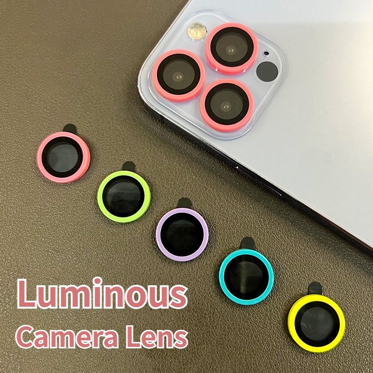 Kính Cường Lực Bảo Vệ Camera Mạnh Mẽ Màu Dạ Quang Dành Cho Iphone 11 12 13 14 15 Pro Max Plus Mini