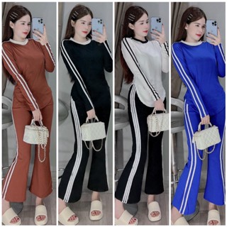 BỘ ÁO TAY DÀI PHỐI SỌC QUẦN PHỐI SỌC ỐNG LOE - ZZ50