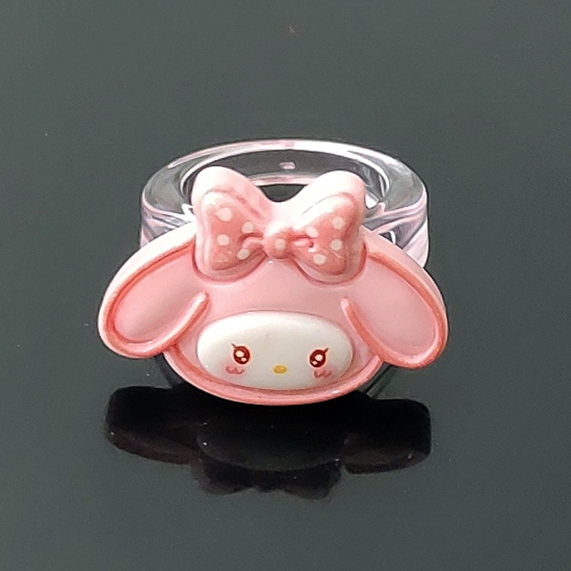 Hoạt Hình Nhẫn Nhựa acrylic Trong Suốt Hình Mèo / Cún / Cún / kt / Cún / Mèo / sanrio Đáng Yêu Cho Nữ