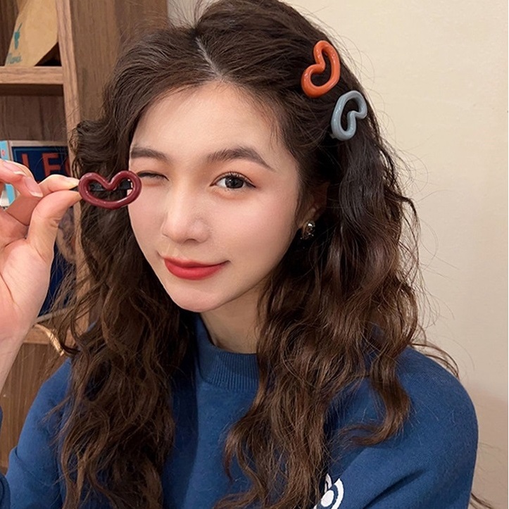 Kẹp tóc mái hình trái tim nhiều màu sắc dễ thương giá rẻ K99