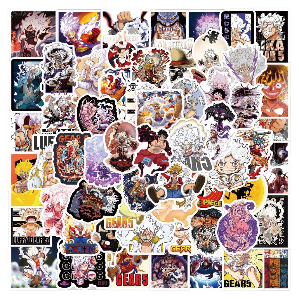 Bộ 110 Miếng Dán Trang Trí Mũ Bảo Hiểm / Bút Chì / Nón Bảo Hiểm Chống Thấm Nước Hình anime one piece luffy Gage 5 graffiti