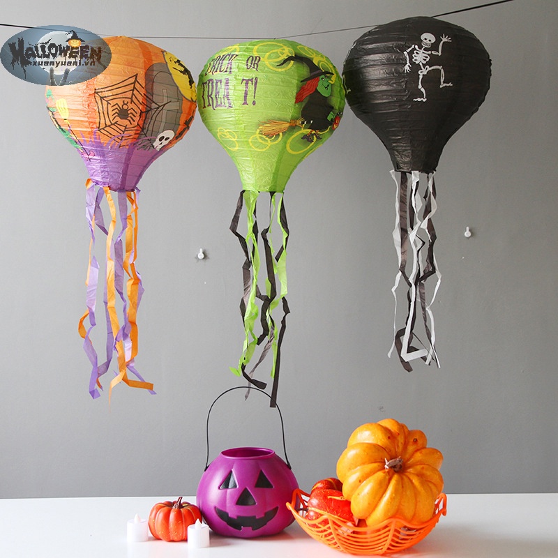 Lồng Đèn Giấy Hình Nhện / Dơi / Bí Ngô Treo Trang Trí halloween