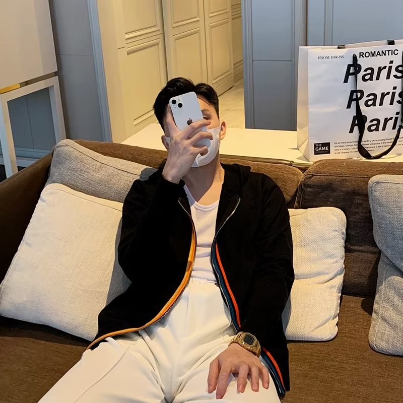 Áo Khoác cardigan Dệt Kim Có Khóa Kéo Phối Màu Sắc Tương Phản Phong Cách Âu Mỹ Thời Trang Mùa Thu Cho Nam