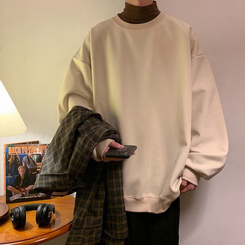 Áo nỉ cổ thuyền trơn Màu Phong Cách Mỹ Thời Trang Thu Đông Mới Dành Cho Nam