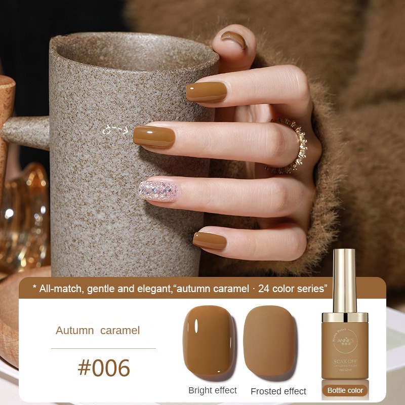 Mùa Thu Đông Phổ Biến Mùa Thu Caramel 24 Bộ Màu Sơn Móng Tay Keo 2023 Mới Làm Trắng Hổ Phách Liệu Pháp Ánh Sáng Gel Làm Móng JULYSTAR