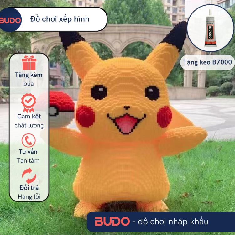 Đồ Chơi Lắp Ráp Mô Hình Pokemon Pikachu Cầm pokeball Cỡ Lớn 80cm 1m