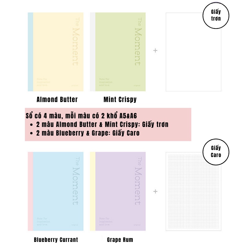 Sổ Note For The Moment Màu Pastel Dùng Để Ghi Chú, LàmLàm Bullet Journal