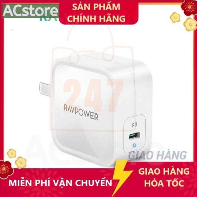 Củ Sạc Ravpower 1cổng Usb-c 61W PD 3.0 - Công Nghệ GaN RP-PC112 - ACSTORE