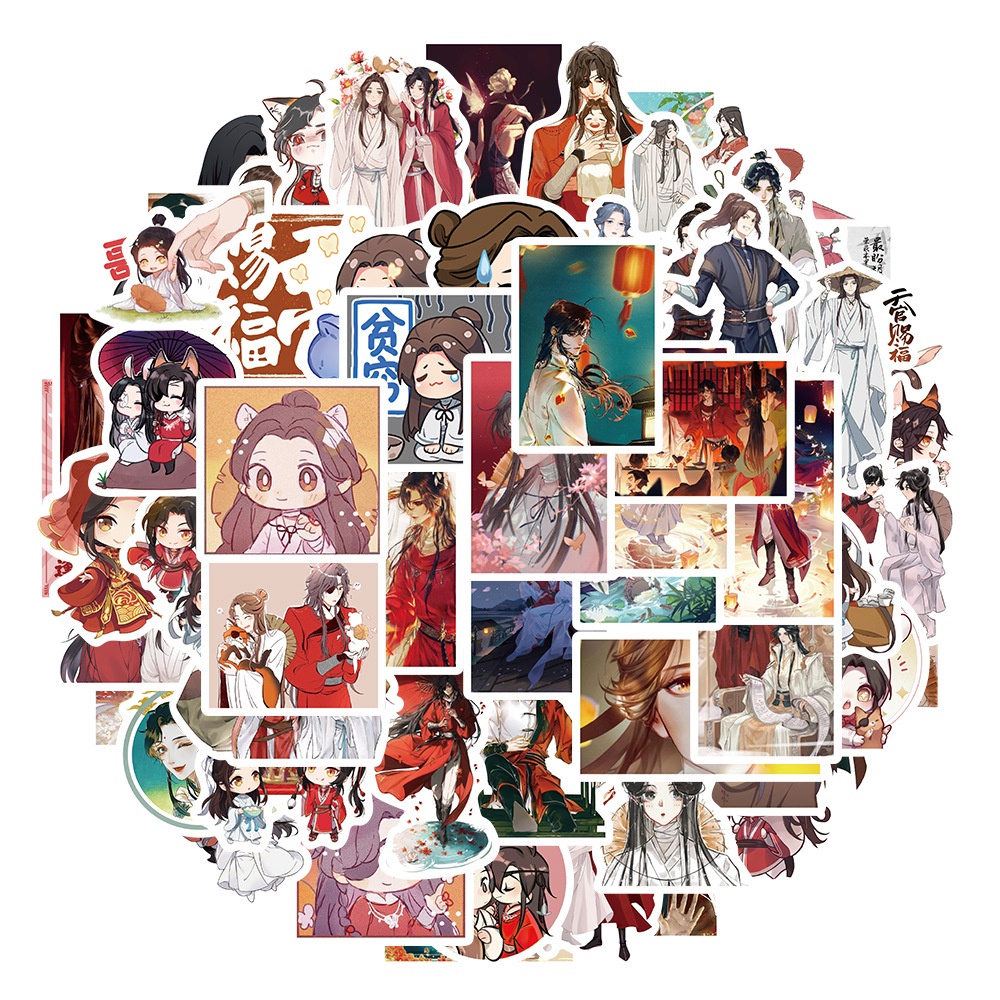 Bộ 65 Miếng Dán Trang Trí Mũ Bảo Hiểm / Bút Chì In Hình anime heaven Official 'S blessing graffiti