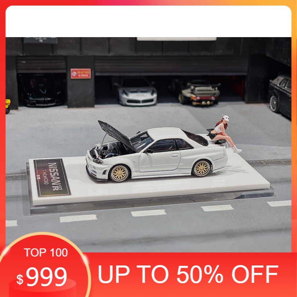XE MÔ HÌNH NISSAN R34 X FIGURE WHITE,TỶ LỆ 1/64 MICROTIME