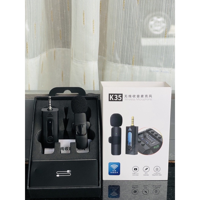 Micro Không Dây K35 Chân Tròn 3.5 Dành Cho điện thoại, Laptop, Máy Ảnh, Máy Trợ Giảng, Micro Bluetooth