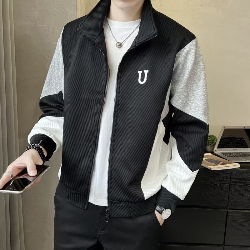 Áo Khoác Bóng Chày Cổ Đứng Phối Màu Tương Phản Thời Trang Cao Cấp Cho Nam