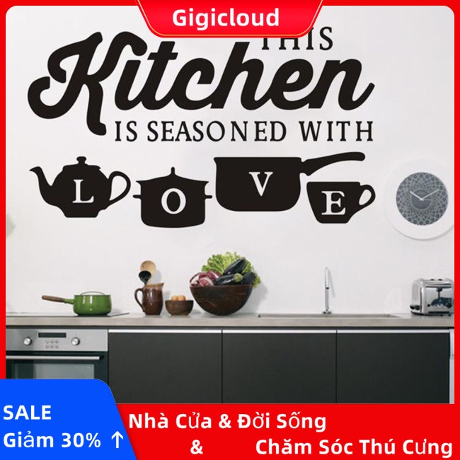 Gigicloud sticker Dán Tường Bằng pvc In Chữ kitchen love Cá Tính Có Thể Tháo Gỡ Cho Nhà Bếp