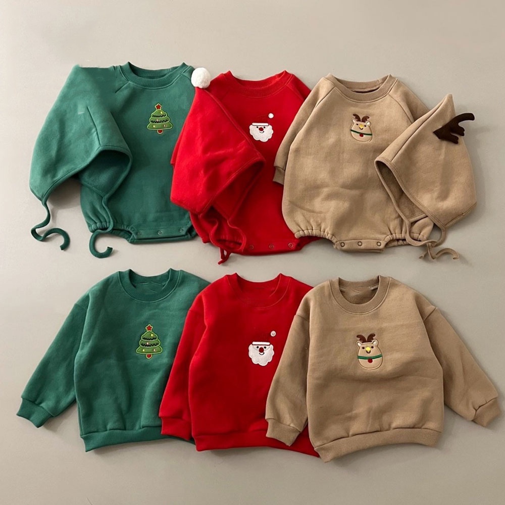 Cậu Bé Giáng Sinh Bé Cô Gái Dài Tay Áo onesie Mũ