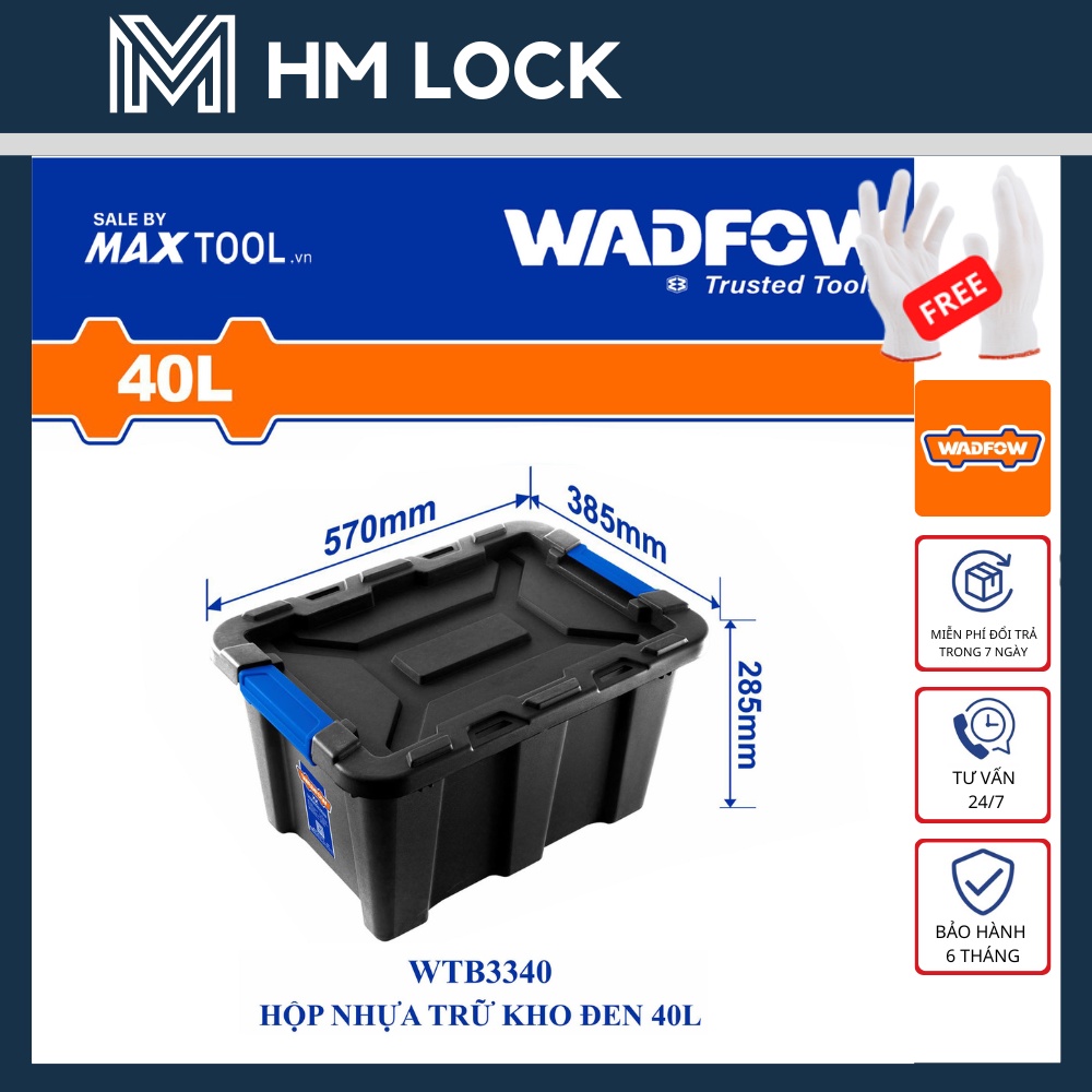 HỘP NHỰA TRỮ KHO ĐEN 25, 55L WADFOW - HÀNG CHÍNH HÃNG - WTB3325 - HM LOCK