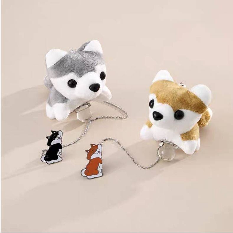 Ere1 Huy Hiệu Cài Áo Hình Búp Bê Hoạt Hình Chó husky Nhồi Bông Đáng Yêu