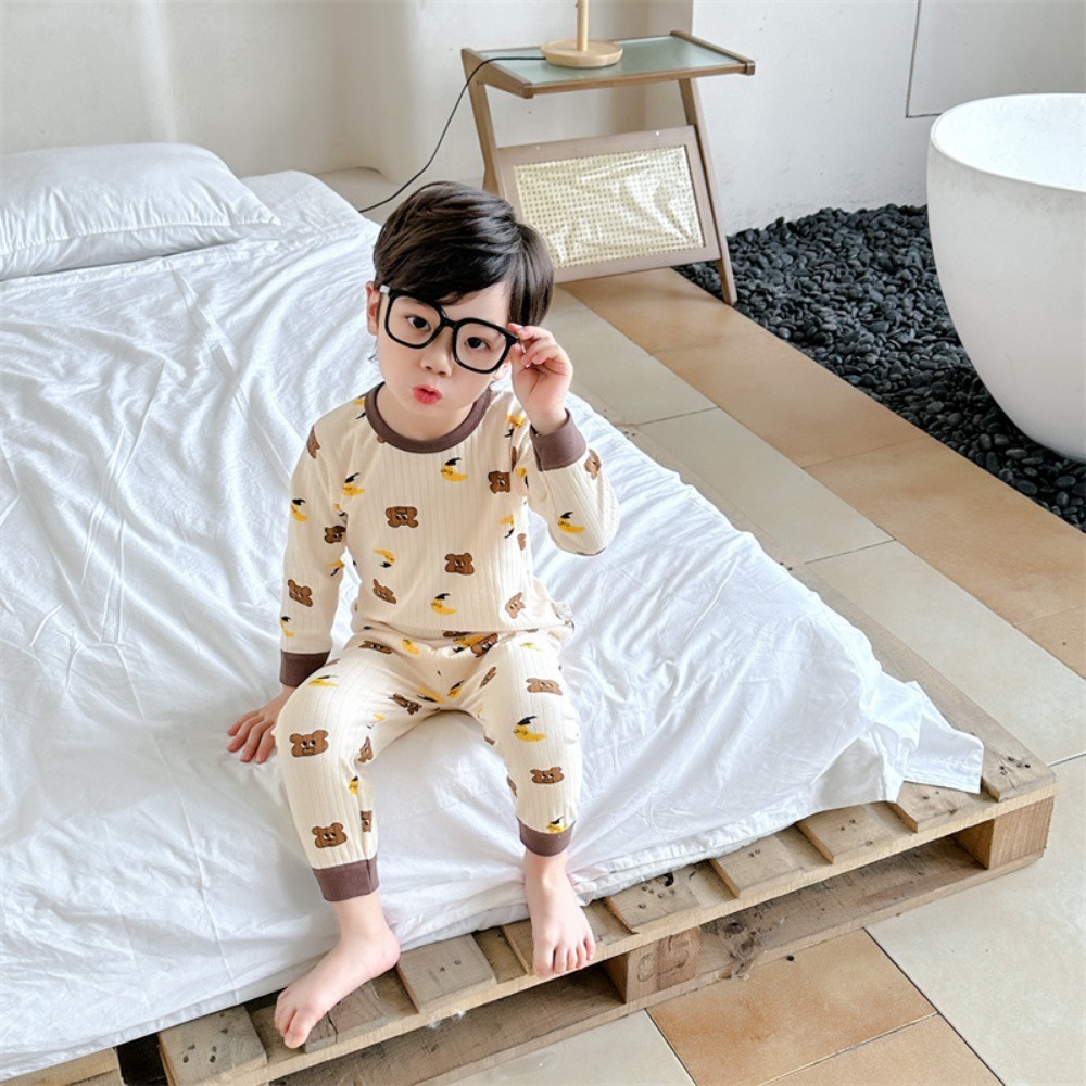 Bộ Đồ Ngủ Hai Mảnh Áo Khoác Và Quần Bằng Vải cotton In Hình Hoạt Hình Dễ Thương Dành Cho Bé Trai Gái