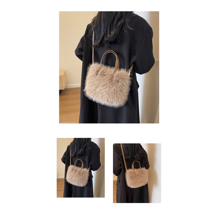 Túi tote Đeo Vai Mùa Thu Đông 2023 Bằng Vải Lông Dễ Thương Kết Cấu Rau Củ Quả