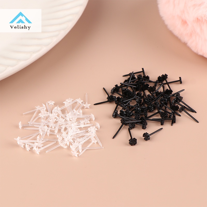 Velishy Set 60 / 200 Khuyên Tai Nhựa Chống Dị Ứng Nhiều Màu Sắc Thời Trang