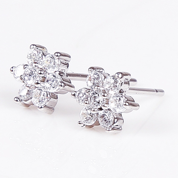 1 Đôi Bông Tai Bạc Hình Bông Tuyết Đính Đá zircon Dành Cho Nữ