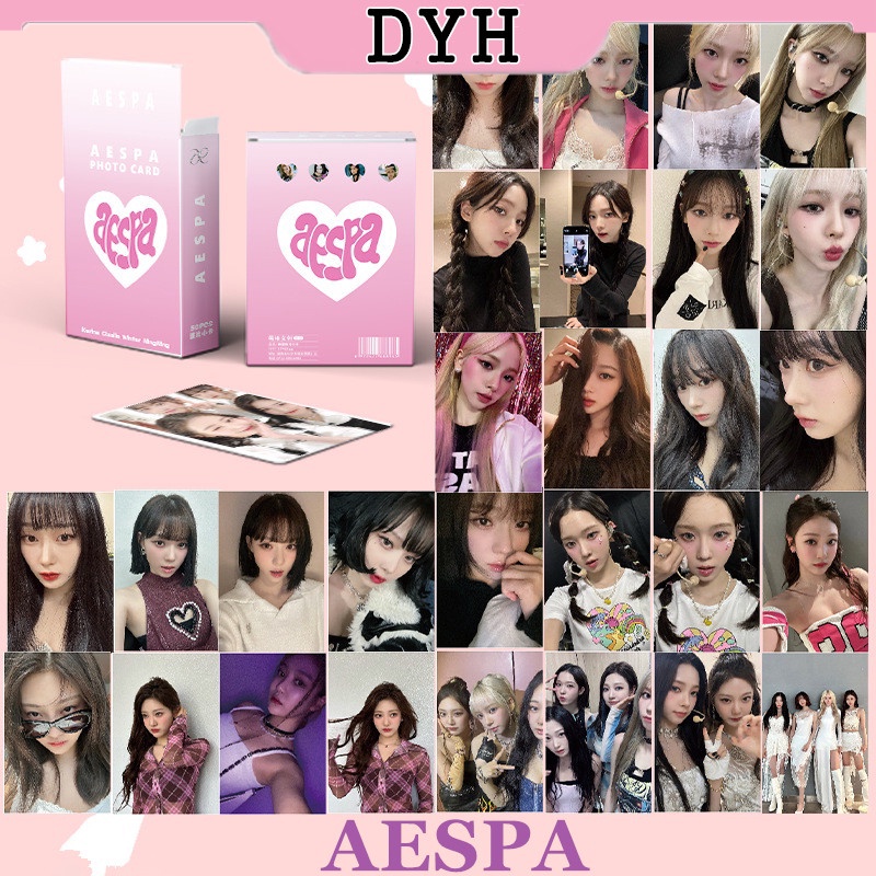 Aespa Laser Card Set 50 Tấm Thẻ Ảnh Karina NingNing Winter Giselle LOMO Card Hình Nhóm Nhạc