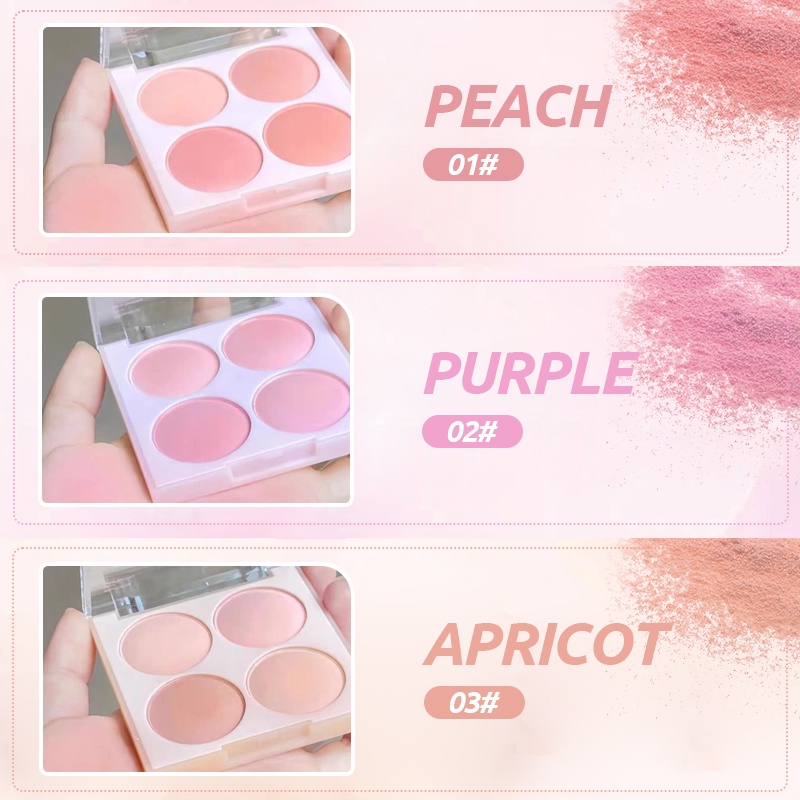 Derf Bảng Phấn Má Hồng 4 Màu Tự Nhiên Làm Sáng Da Chống Thấm Nước