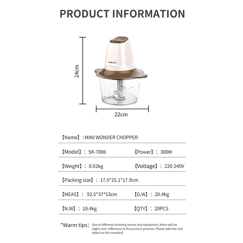 Máy Xay Thịt Đa Năng 2l Dung Tích Sokany 7006 Phong Cách Châu Âu