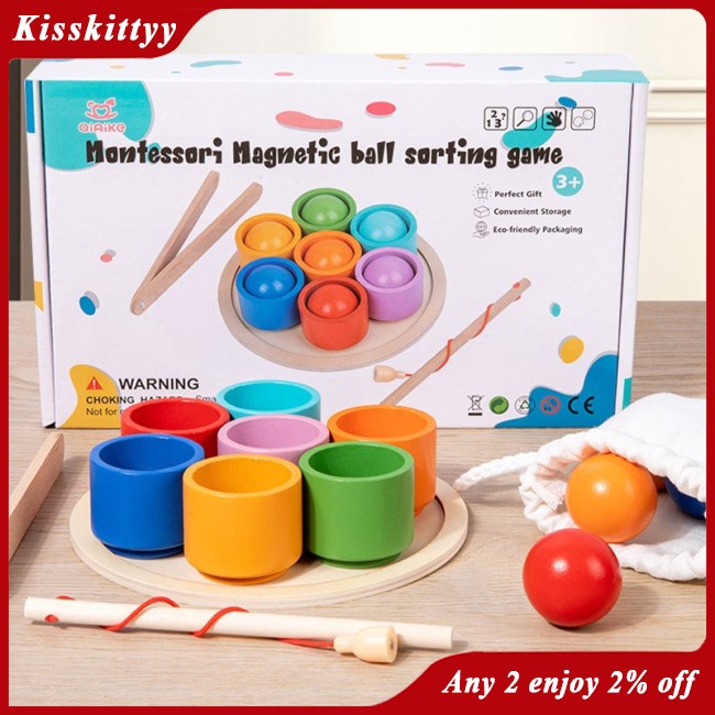 Kisskitty Trò Chơi Phân Loại Câu Cá Bằng Gỗ 2 Trong 1