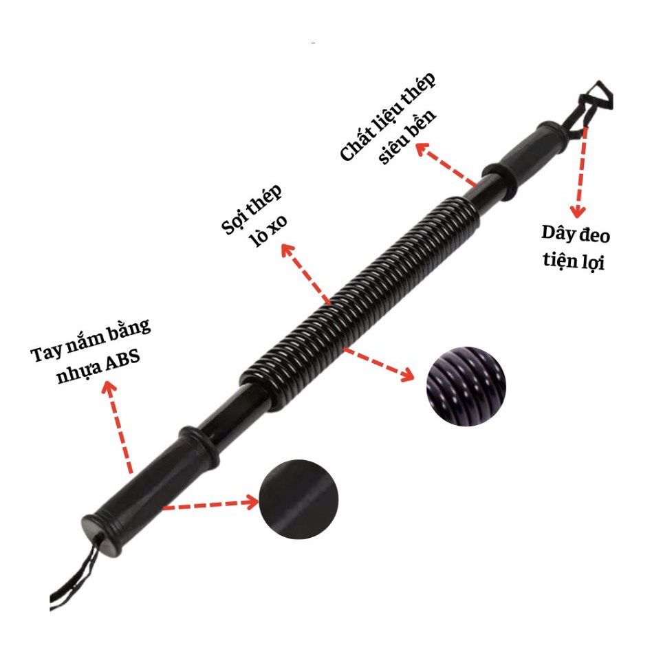 CÓ SẴN Gậy bẻ tập cơ tay Gậy lò xo đàn hồi tập cơ tay 20kg, 30kg . dụng cụ bẻ tăng lực tay tập thể dục