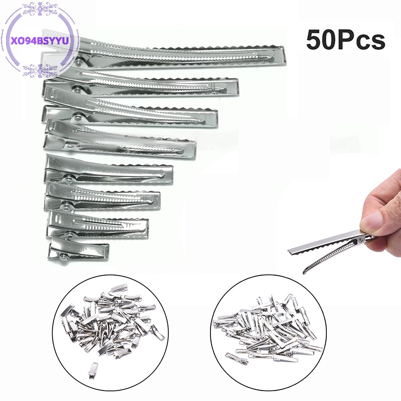 Xo94bsyu 50 Kẹp Cá Sấu Kim Loại Màu Bạc vn