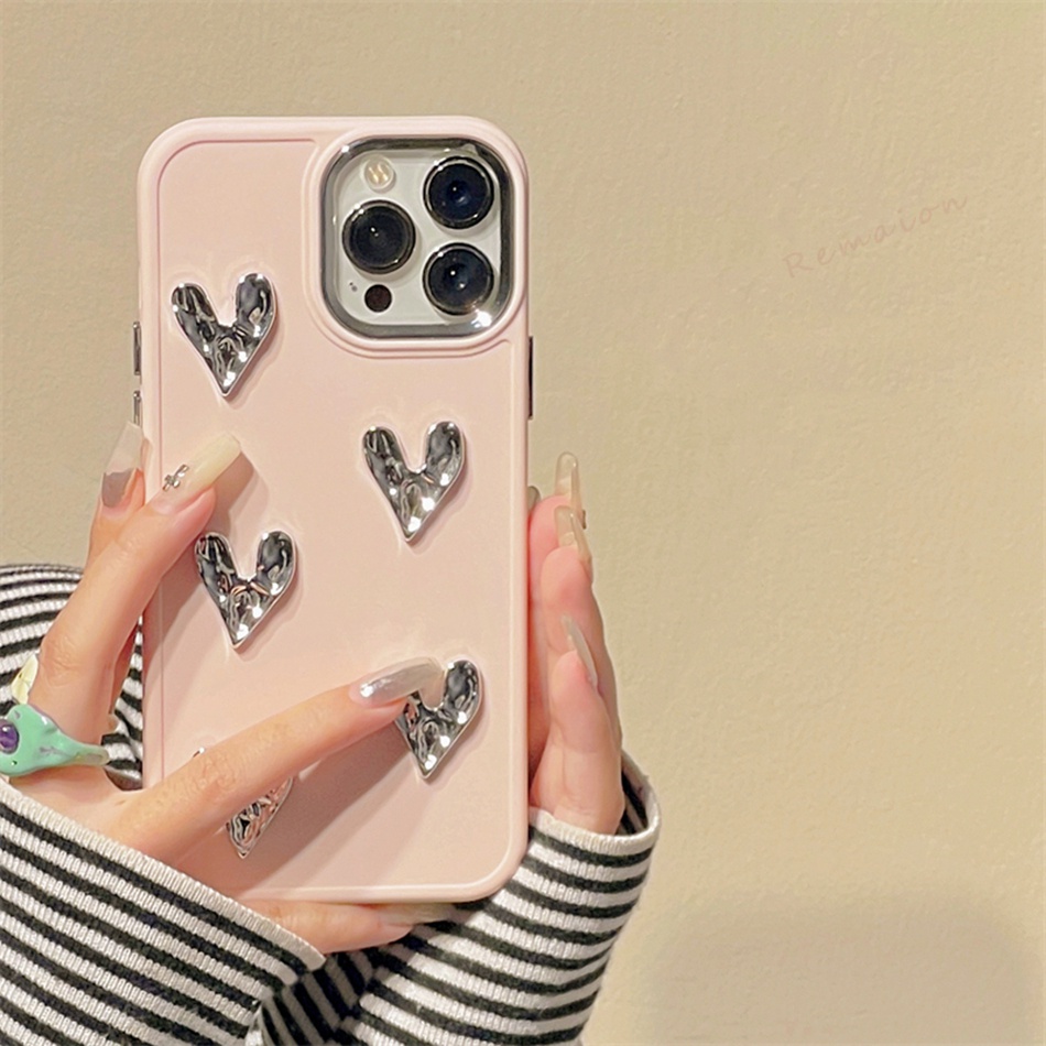 Điện Thoại Ốp Điện Thoại Silicon Mềm Mặt Nhám Hình Trái Tim 3d iphone 15 11 12 13 14 pro max 7 8 + 11pro x xr xs max se 2020 2022 15pro 14pro