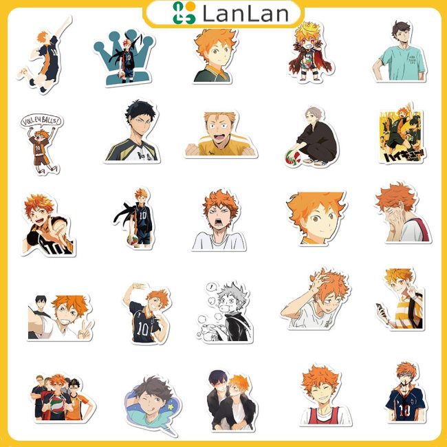 Bộ 50 Nhân Vật anime haikyuu!!! Miếng Dán Trang Trí laptop / Điện Thoại / Ván Trượt / ps4 Hình Quả Bóng Chuyền diy