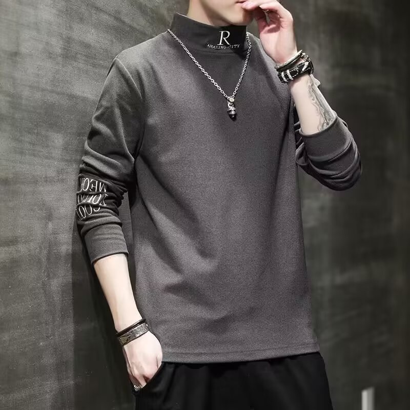 Áo Thun Tay Dài Cổ Lọ Dáng Rộng Thời Trang Xuân Thu 2023 Cho Nam