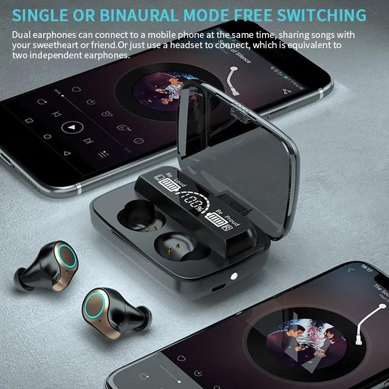 Tai nghe không dây 5.1 m18 tws cvc8.0 9d hifi bass Chống Nước Kiểu Dáng Thể Thao