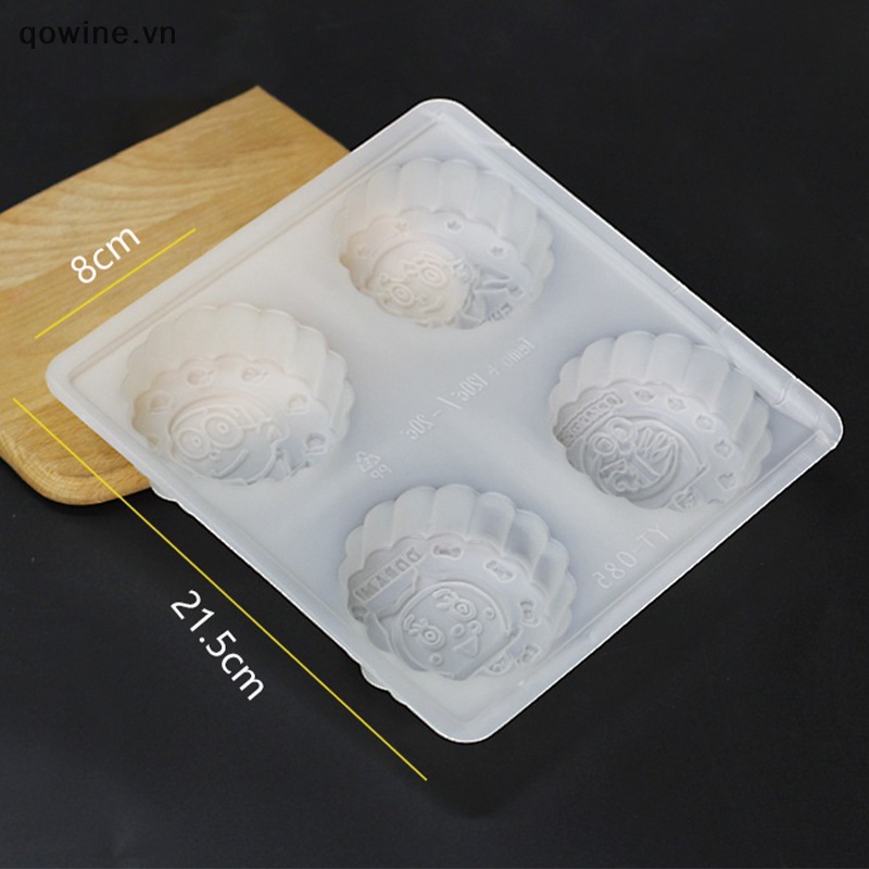 Qowine Khuôn Làm Bánh Trung Thu / Sô Cô La / Bánh Trung Thu 4 Ngăn diy Sáng Tạo vn