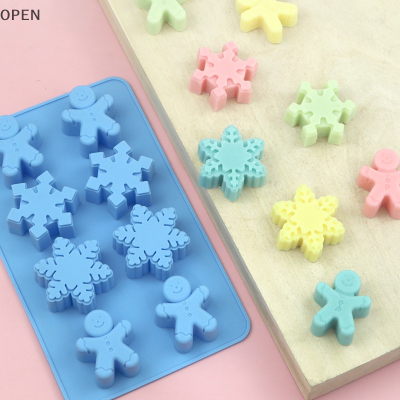 Khuôn Silicon Làm Bánh 8 Ngăn Tạo Hình Hoa Tuyết / Bánh Gừng / Socola Trang Trí Giáng Sinh