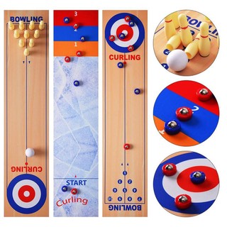 3 in 1 Table Curling Game Bowling Shuffleboard Table Set Family Games for Home Party Gift For Children and Adults