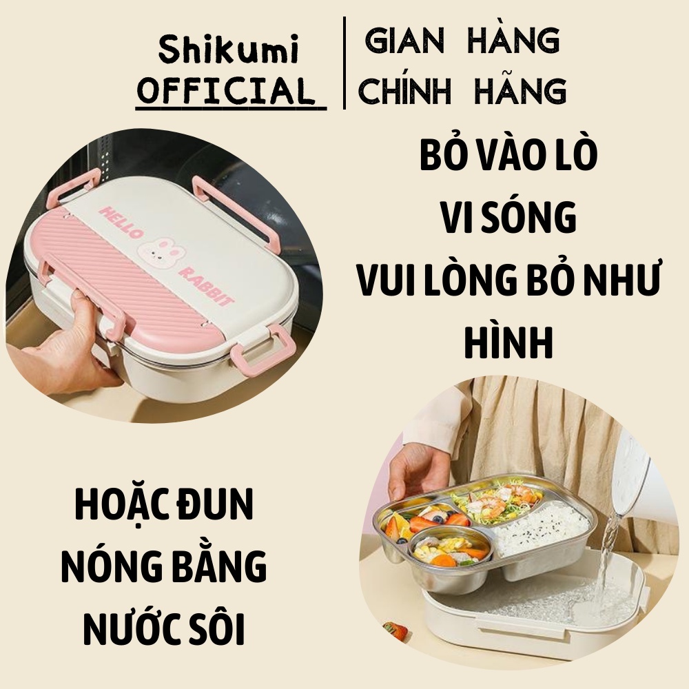 Hộp đựng cơm SHIKUMI inox304 1500ml kèm đũa thìa hộp đựng cơm văn phòng