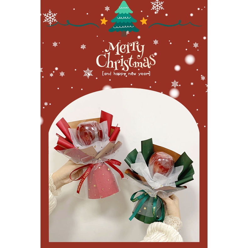 Bó Hoa Táo diy Làm Quà Tặng Giáng Sinh Cho Bạn Gái Hộp Đóng Gói Trái Cây Cao