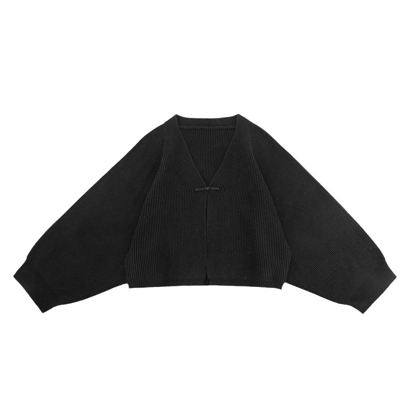 Áo Khoác cardigan Dệt Kim Thiết Kế Cổ Chữ v Phong Cách Trung Hoa
